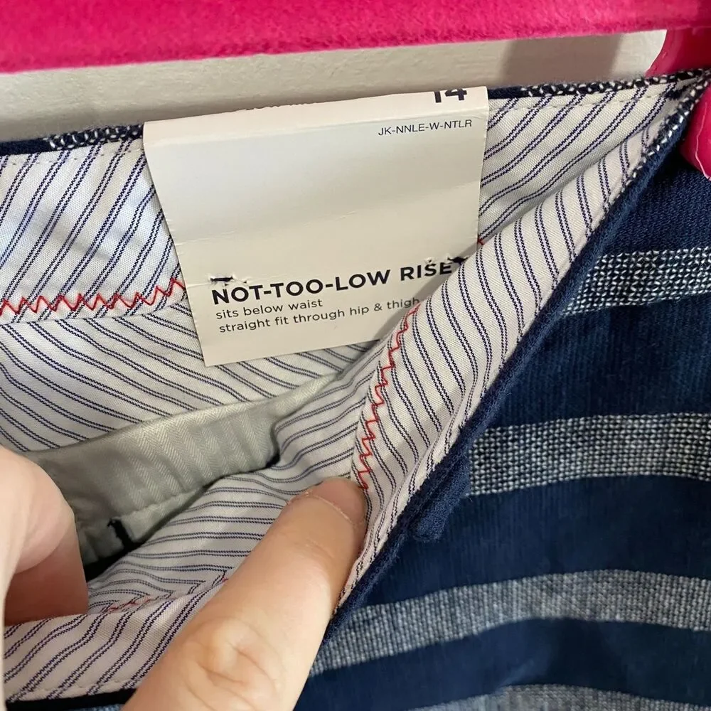 Lands’ End Women's Not Too Low Rise 5” Dobby Shorts Blue White Size 14 NWT